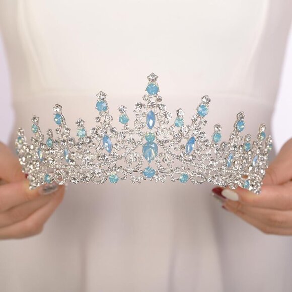 Vintage Tiara Crown Women Alloy Wedding Headband Prom Party Hair Accessory - Picture 2 of 5